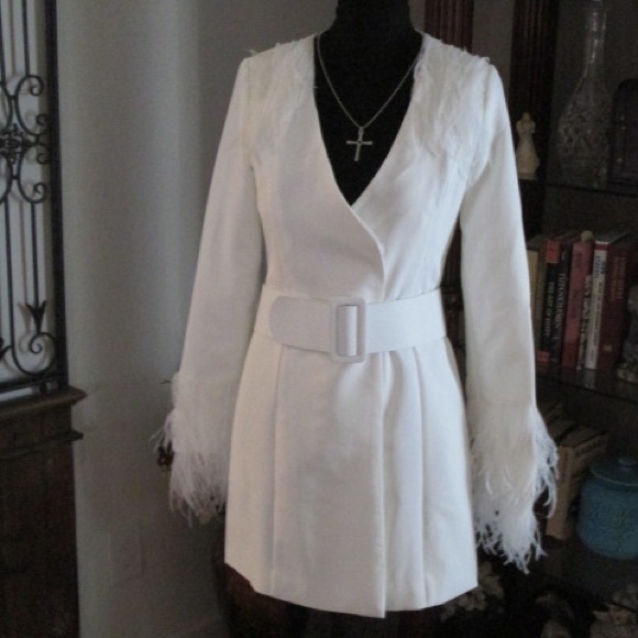 🚫LINDA S . BUNDLE MILAN FEATHERED COAT DRESS S LG - Picture 6 of 8